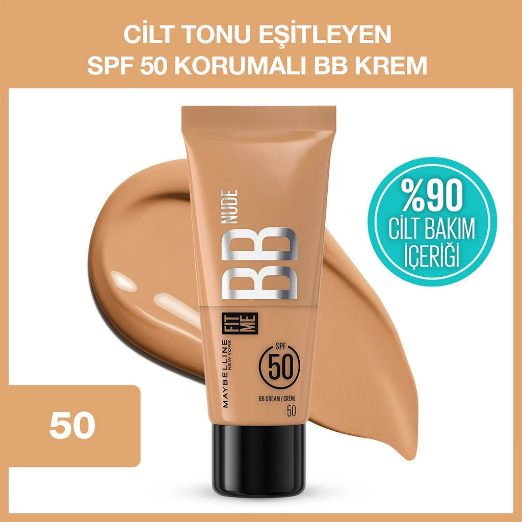 Maybelline New York Fit Me Nude Skin Care Effective Moisturizing SPF BB Cream 50