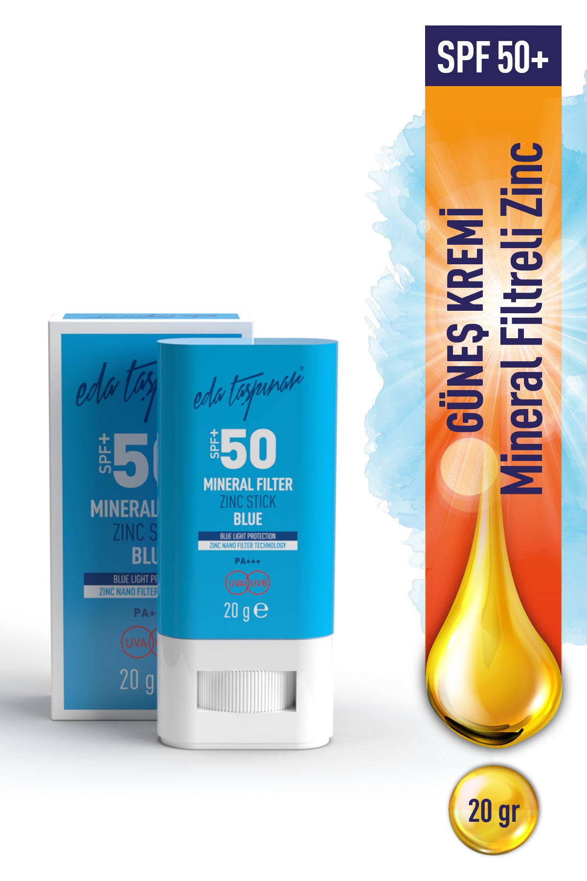 Mineral Filtered Sunscreen Zinc Stick (Blue) SPF 50+ – High Protection & Sensitive Skin