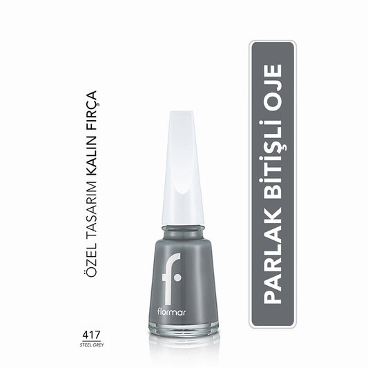 Flormar Nail Enamel Intensely Pigmented Nail Polish 417 Steel Gray