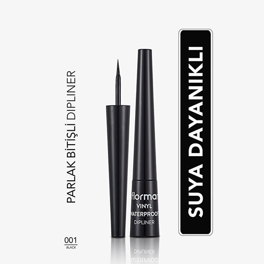 Flormar Vinyl Waterproof Intensely Pigmented and Shiny Finish Dipliner 001 Black