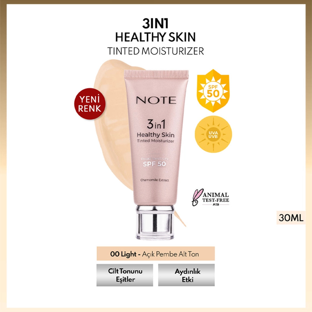 Note 3 in 1 Tinted Moisturizer Foundation 00 Light