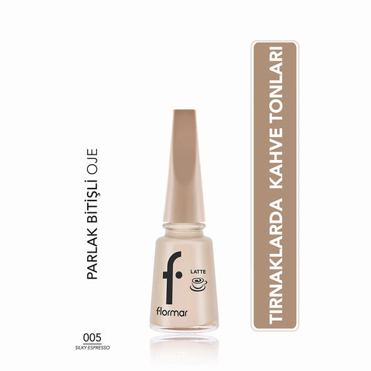 Flormar Brown Tone Nail Polish with Intense Color and Shiny Appearance