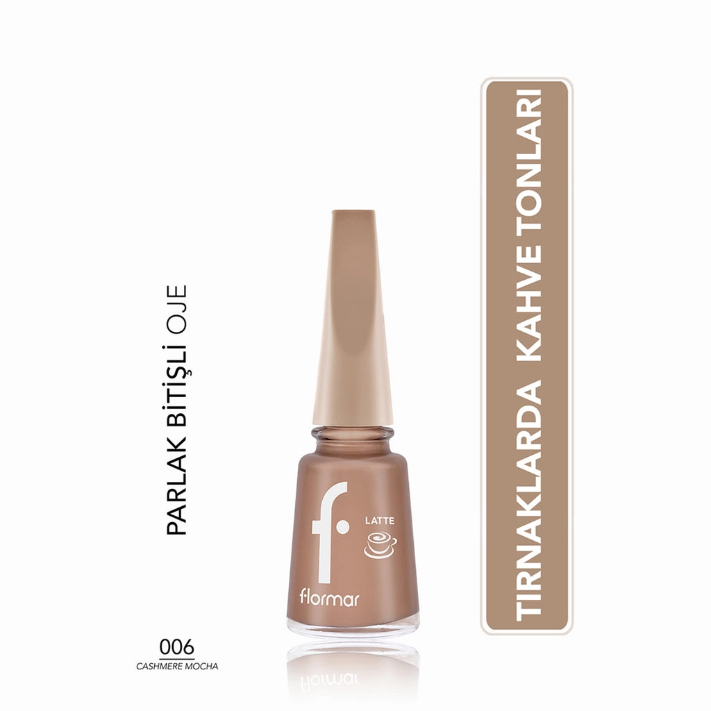 Flormar Brown Tone Nail Polish with Intense Color and Shiny Appearance