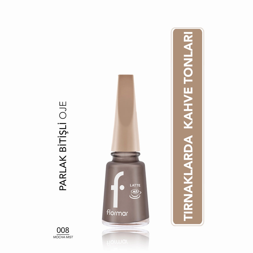 Flormar Brown Tone Nail Polish with Intense Color and Shiny Appearance