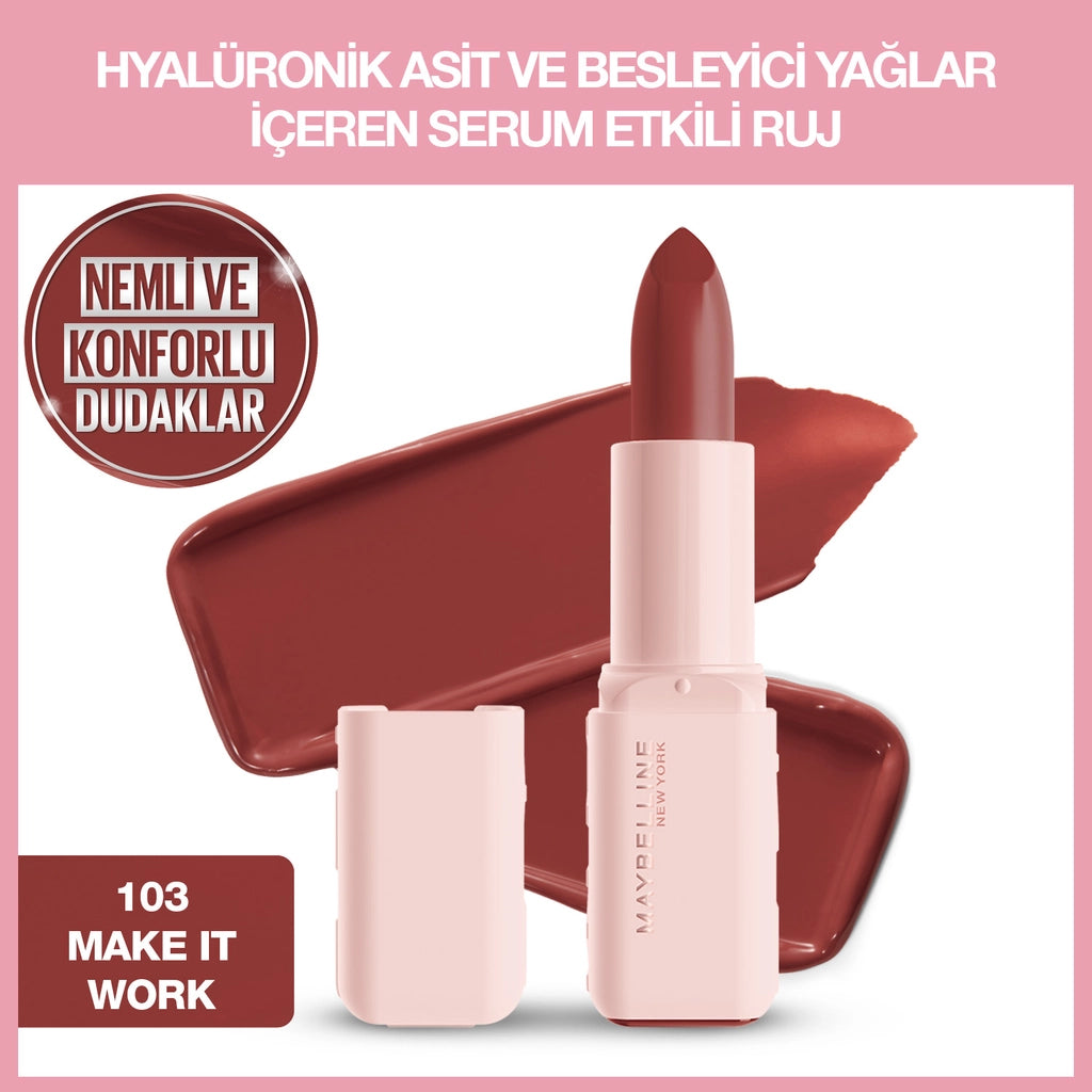 Maybelline New York Serum Effect Lipstick Containing Hyaluronic Acid and Nourishing Oil