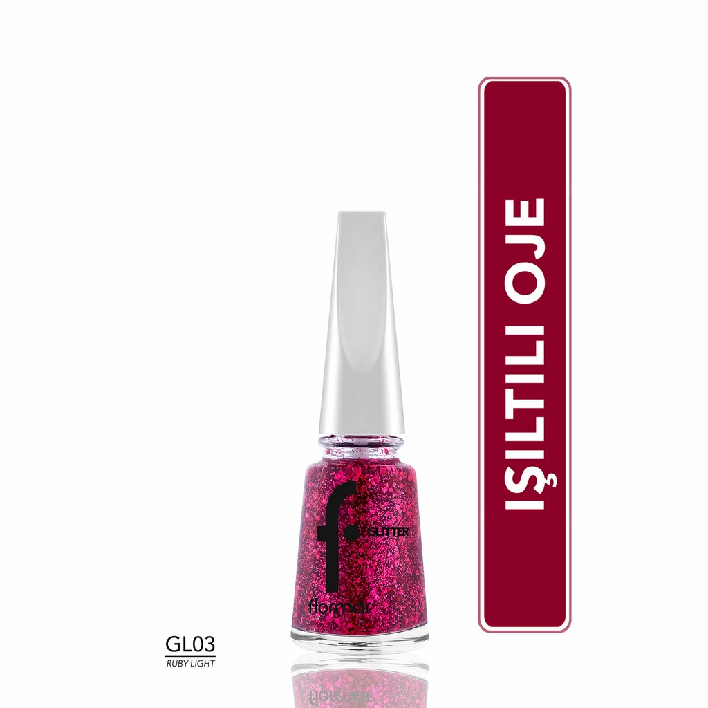 Flormar Glitter Translucent Glitter Nail Polish GL40 Golden Orchid