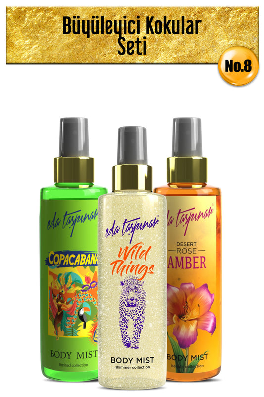 Fascinating Fragrances Seti.no.8 Amber & Copacabana & Wild Body Mist 200 ml (EGX20-EGY0017-EGX05)