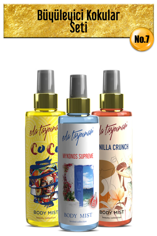 Fascinating Fragrances Seti.no.7 Vanilla Vanilla & Mykonos & Coco Body Mist 200 ml (EGX62-EGY0019-EGX26)