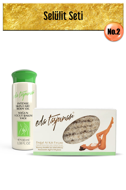 Cellulite Seti.no.2: Natural Horsehair Brush, Body Care Oil, Silky Skin