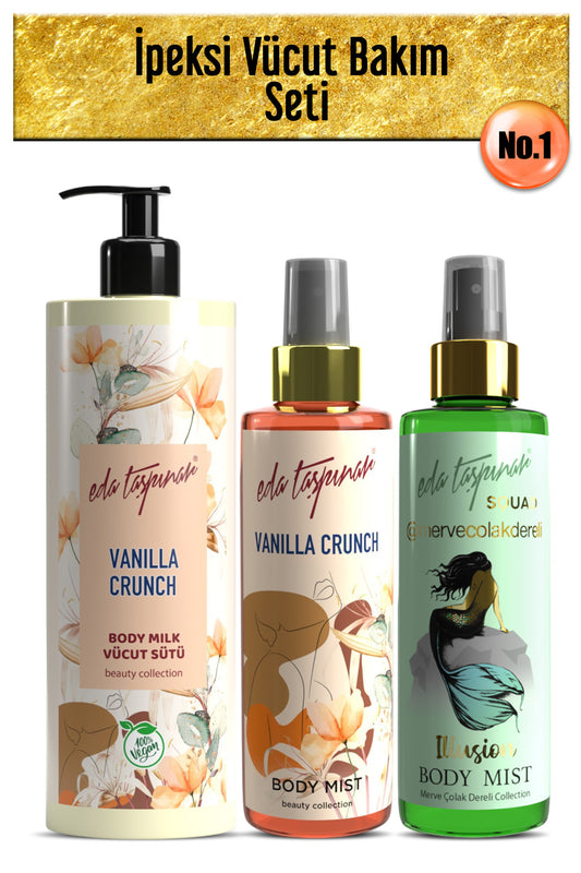 Silky Body Care Set No.1: Vanilla Crunch Vanilla Body Milk Merve (EGX62-EGX84-EGX74)
