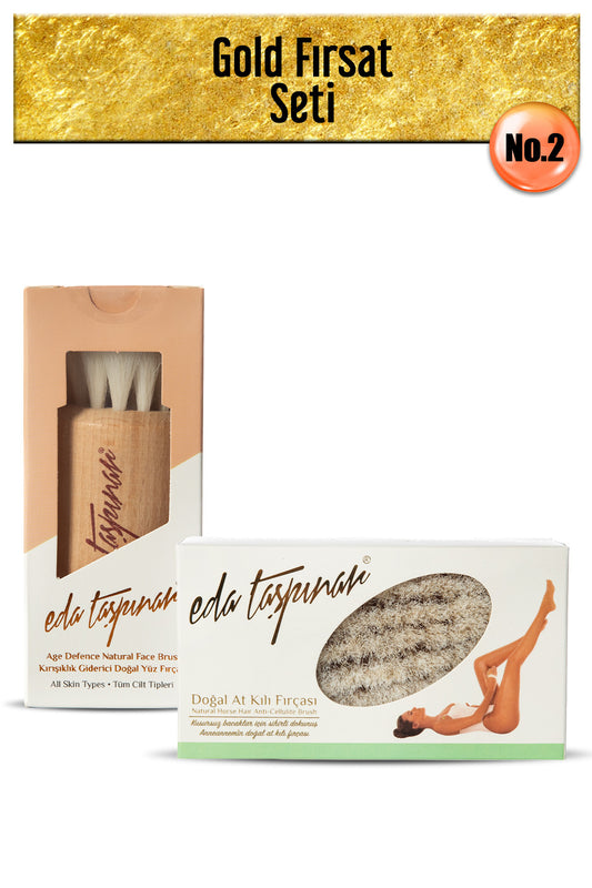 Gold Opportunity Set No.2 Wrinkle Remover Natural Face Brush & Natural Cellulite Brush (EGX46-EGX02)