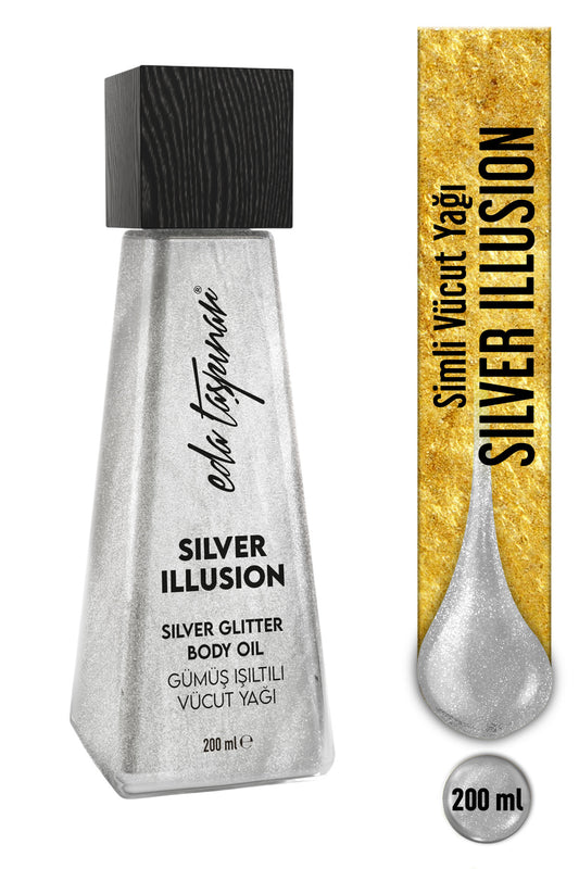 Glitter Body Oil Silver Illusion – Silver Sparkle & Radiant Skin Appearance 200 ml