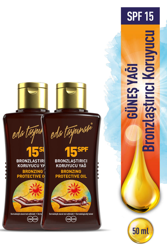 Mini Size Bronzing Protective Oil SPF 15 – Protection & Bright Tan 50 ml x 2 PCS